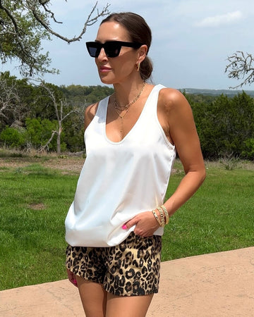 Scoop Neck Wide Strap Tank - Barbara Aleks