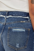 Distressed Button Fly Denim Shorts - Barbara Aleks