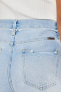 Distressed Button Fly Denim Shorts - Barbara Aleks