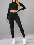 Mock Neck Long Sleeve Top and Leggings Active Set - Barbara Aleks