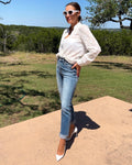 High Rise Cuffed Straight Jeans - Barbara Aleks