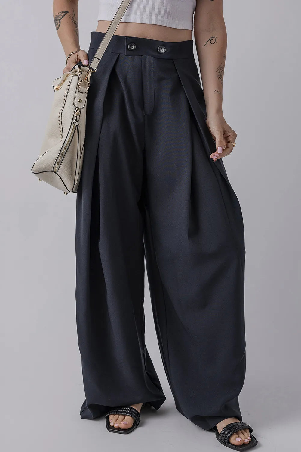 Wide Leg Pants with Pockets - Barbara Aleks