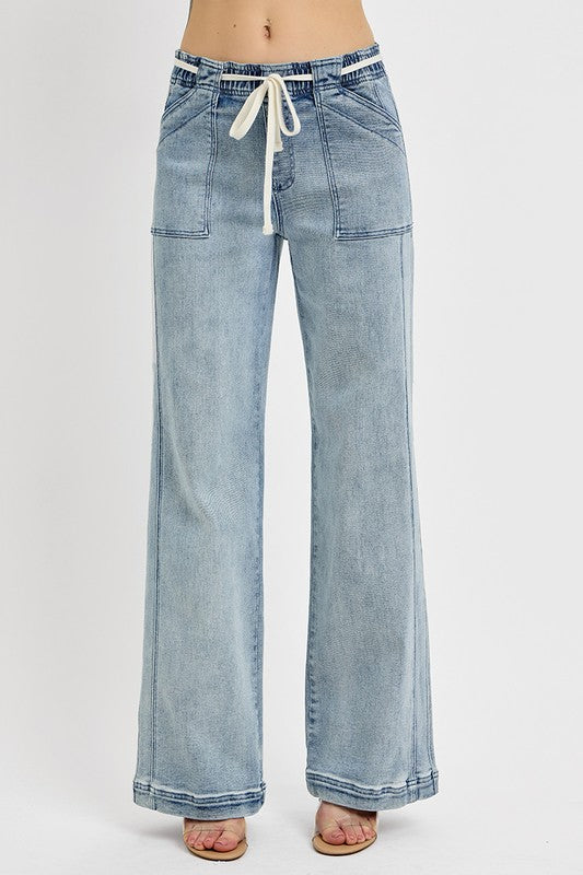 Elastic Waist Jeans with Pockets - Barbara Aleks