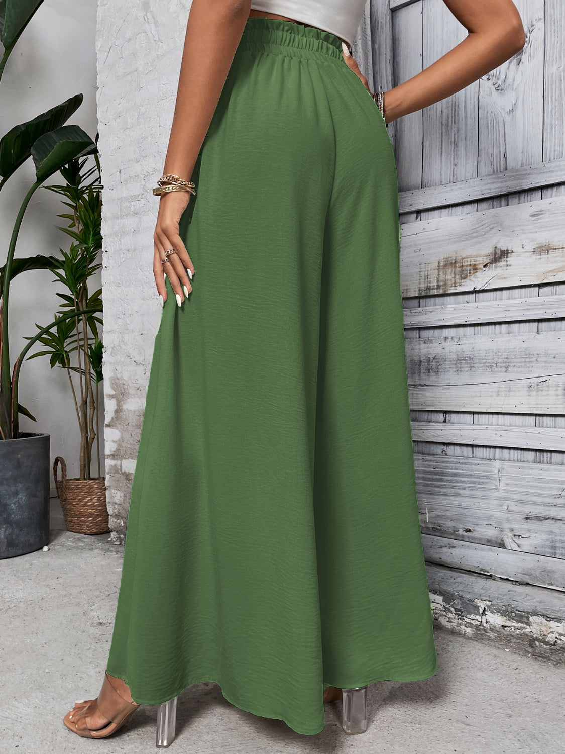 Tied High Waist Wide Leg Pants - Barbara Aleks