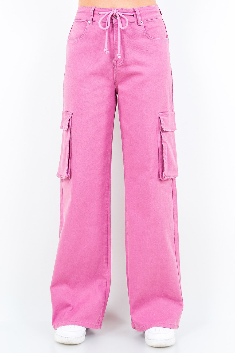 Drawstring Wide Leg Cargo Pants - Barbara Aleks