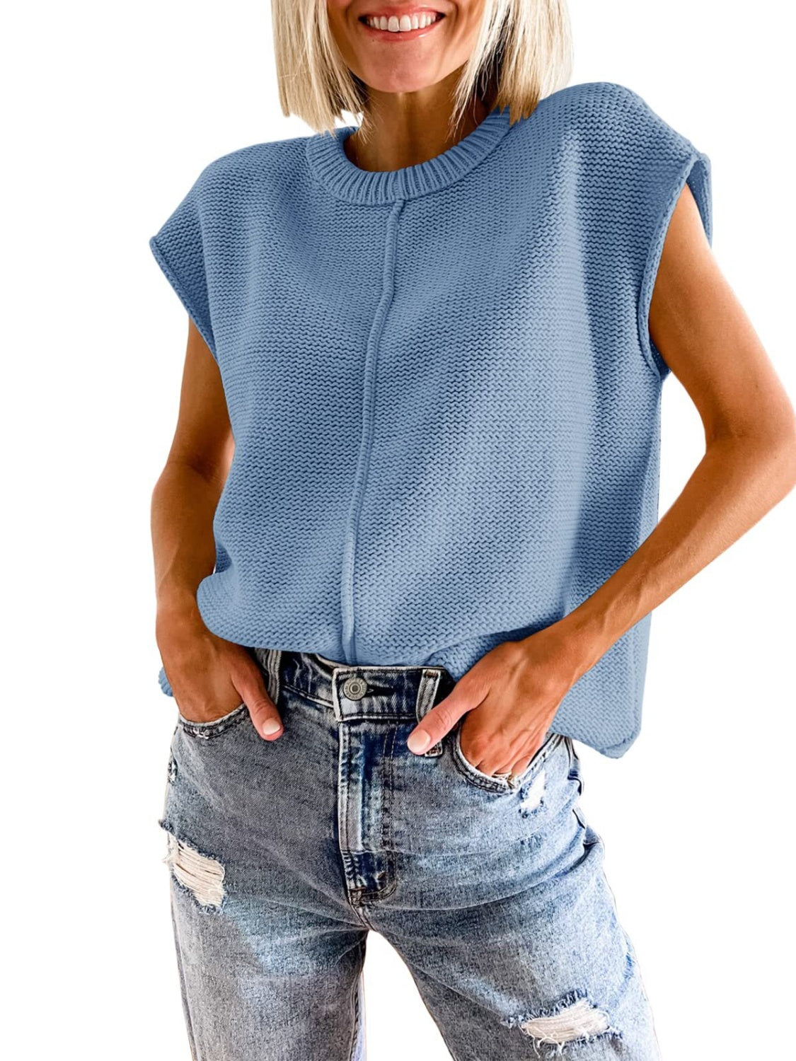 Cap Sleeve Sweater Vest - Barbara Aleks