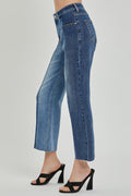 Full Size Mid-Rise Waist Two-Tones Jeans with Pockets - Barbara Aleks