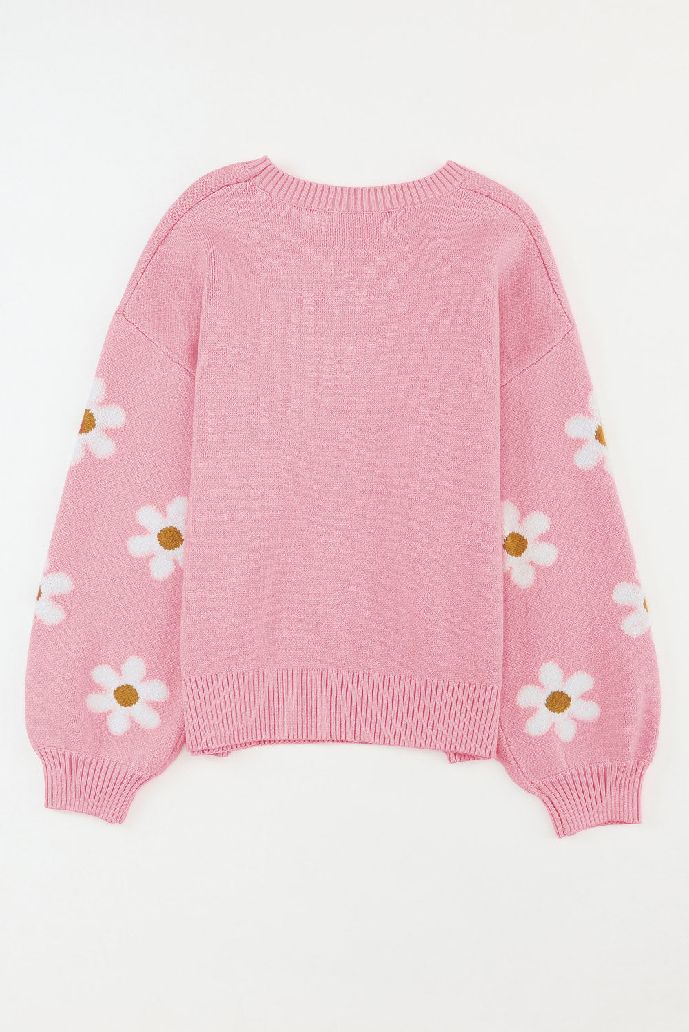 Flower Round Neck Dropped Shoulder Sweater - Barbara Aleks