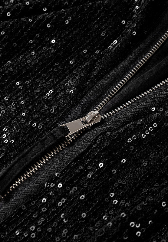 Sequin Zip Up Long Sleeve Jacket - Barbara Aleks