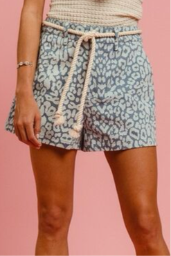 Rope Belt Leopard Shorts - Barbara Aleks