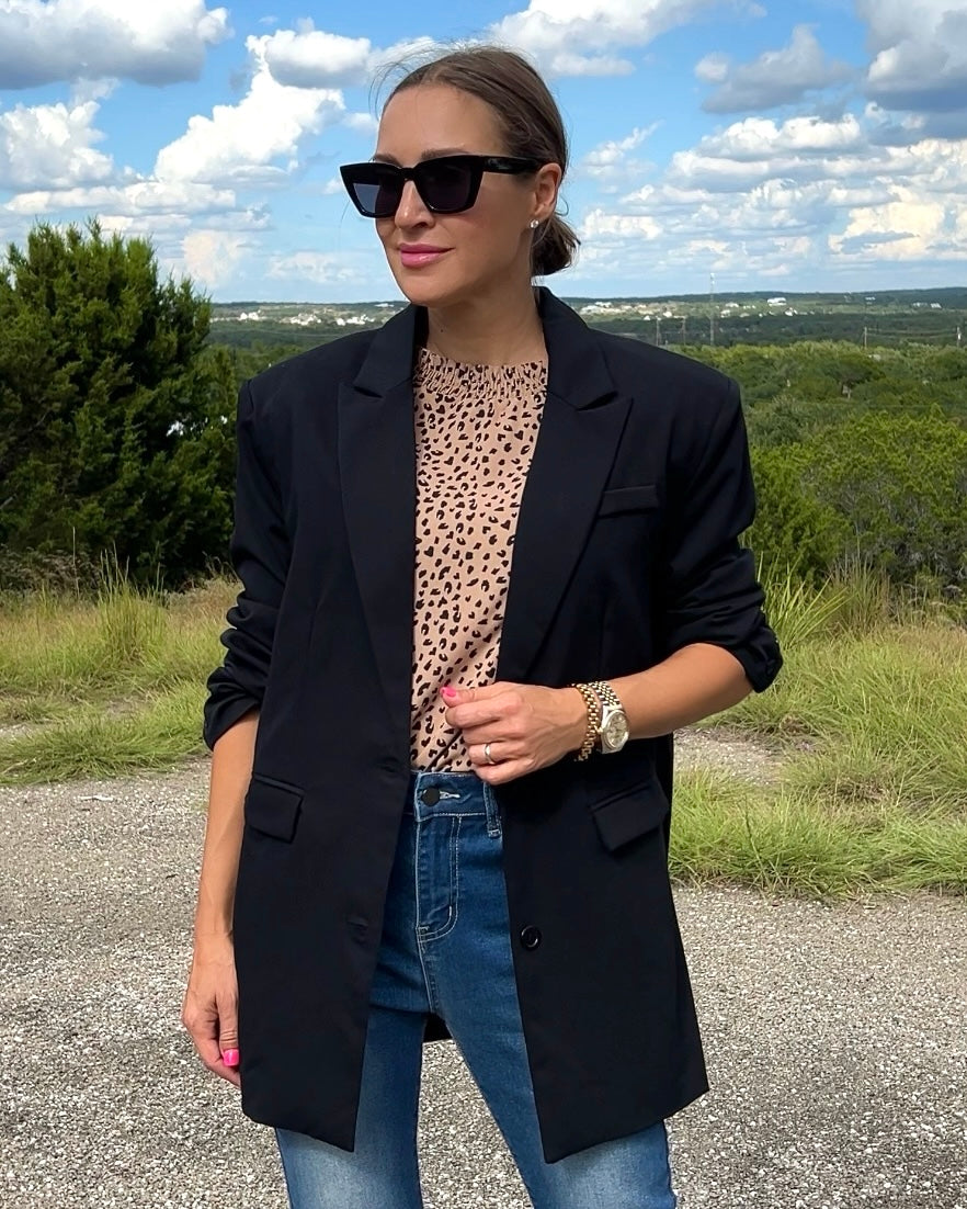 Button Up Long Sleeve Blazer - Barbara Aleks