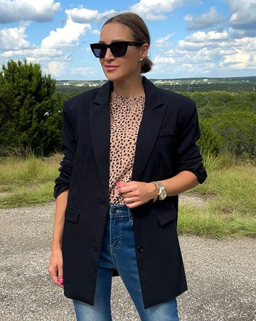 Button Up Long Sleeve Blazer - Barbara Aleks
