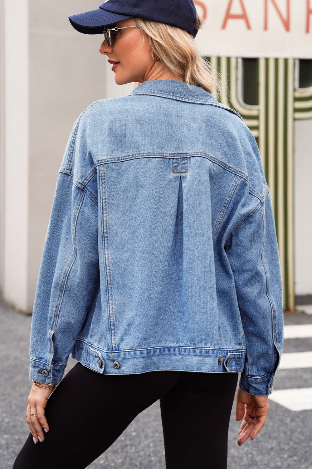 Pocketed Button Up Denim Jacket - Barbara Aleks