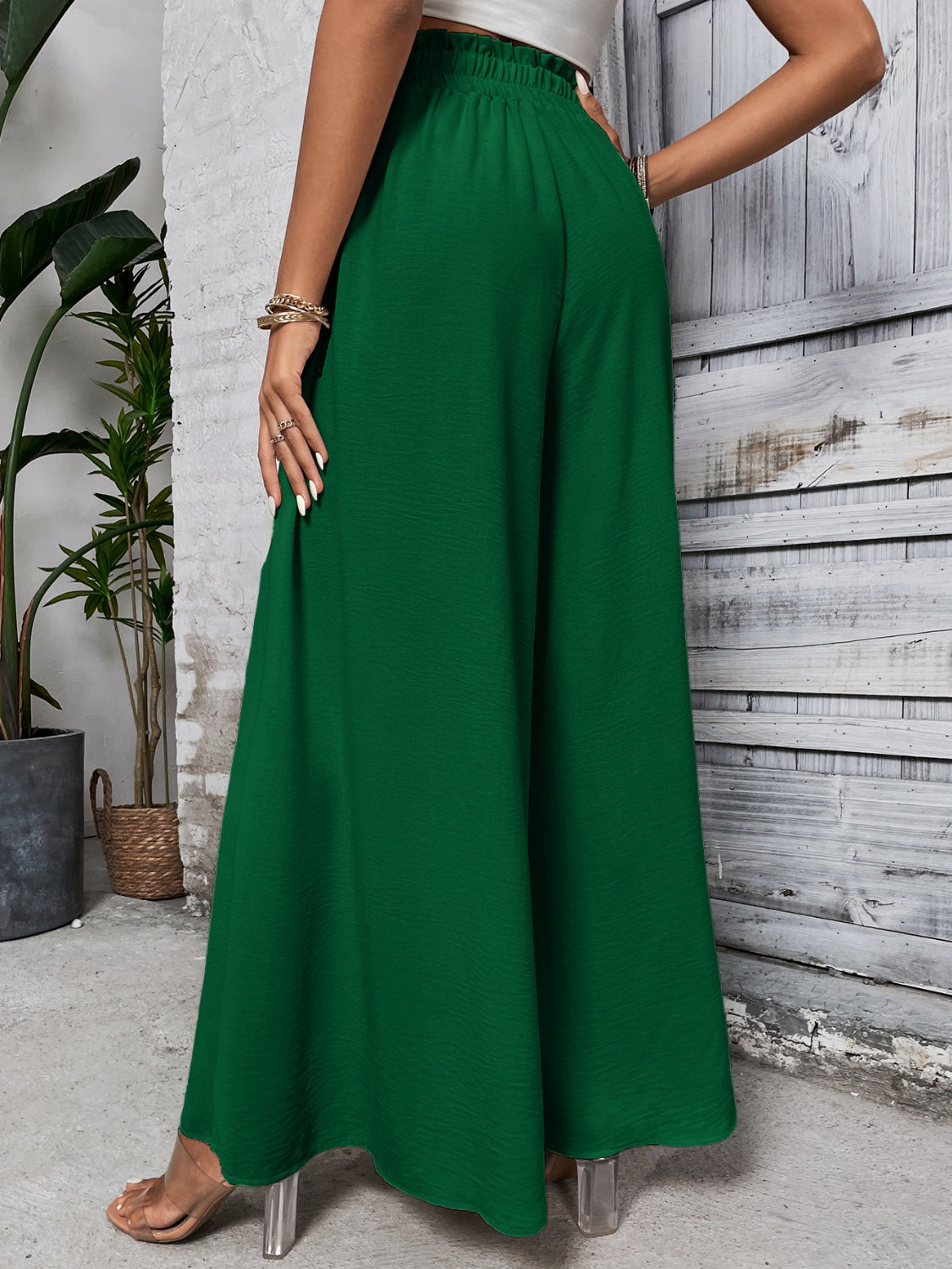 Tied High Waist Wide Leg Pants - Barbara Aleks
