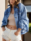 Pocketed Button Up Denim Jacket - Barbara Aleks