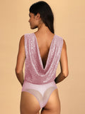 Sequin Surplice Bodysuit - Barbara Aleks