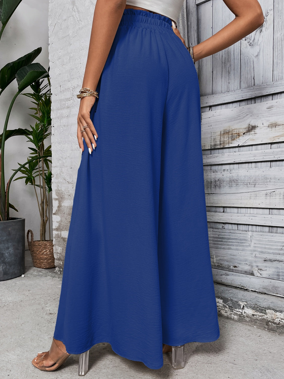 Tied High Waist Wide Leg Pants - Barbara Aleks