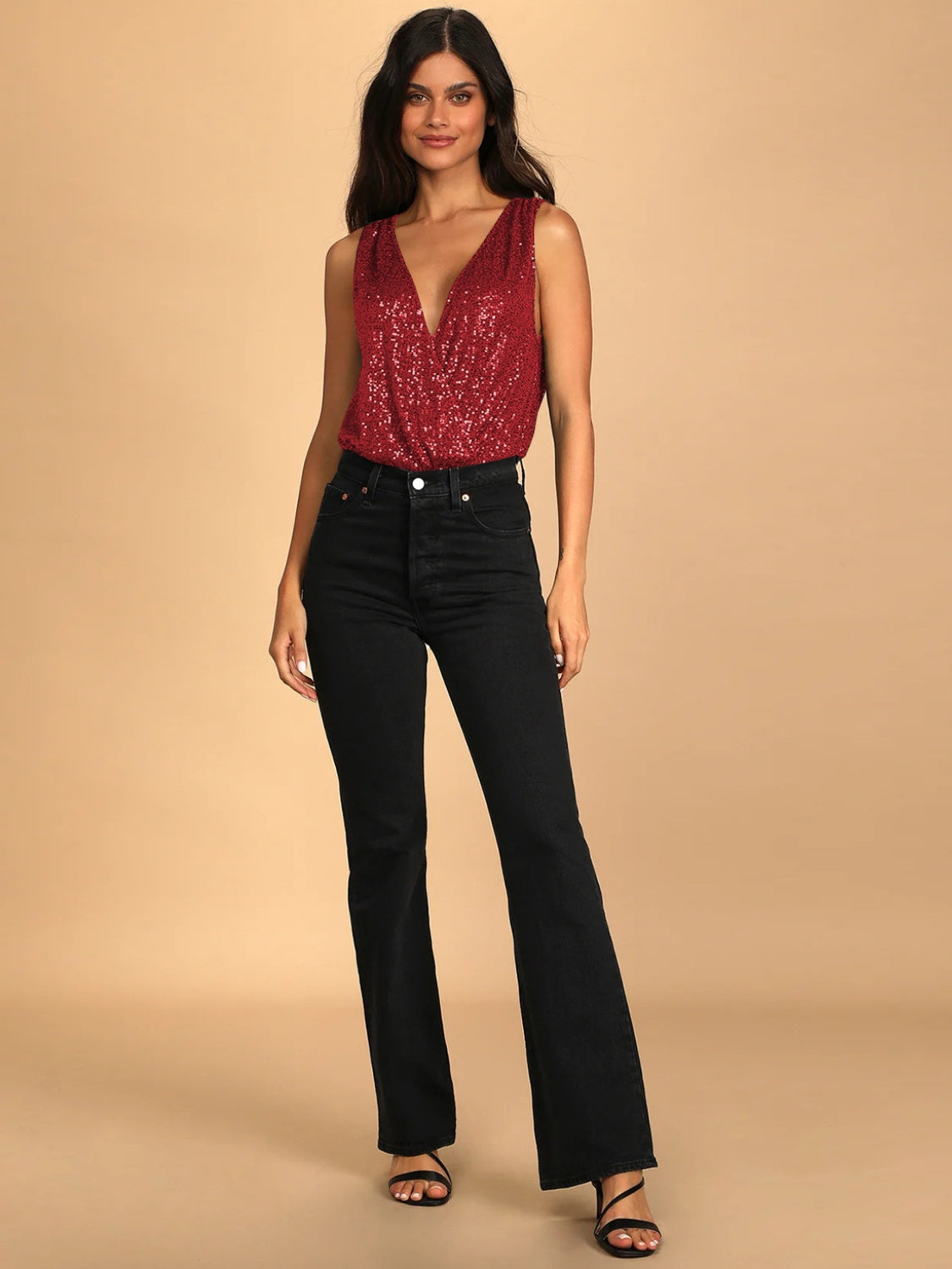 Sequin Surplice Bodysuit - Barbara Aleks