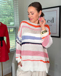 Abstract Striped Light Weight Loose Sweater - Barbara Aleks