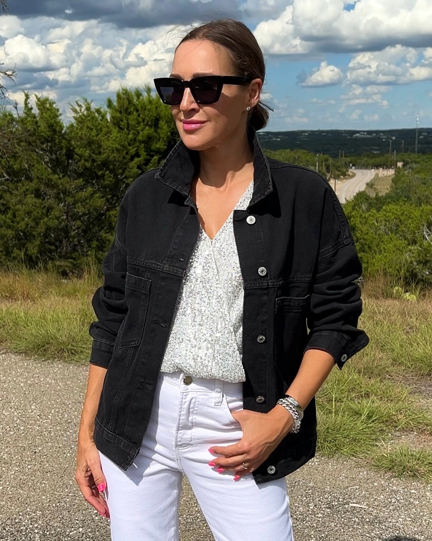 Pocketed Button Up Denim Jacket - Barbara Aleks