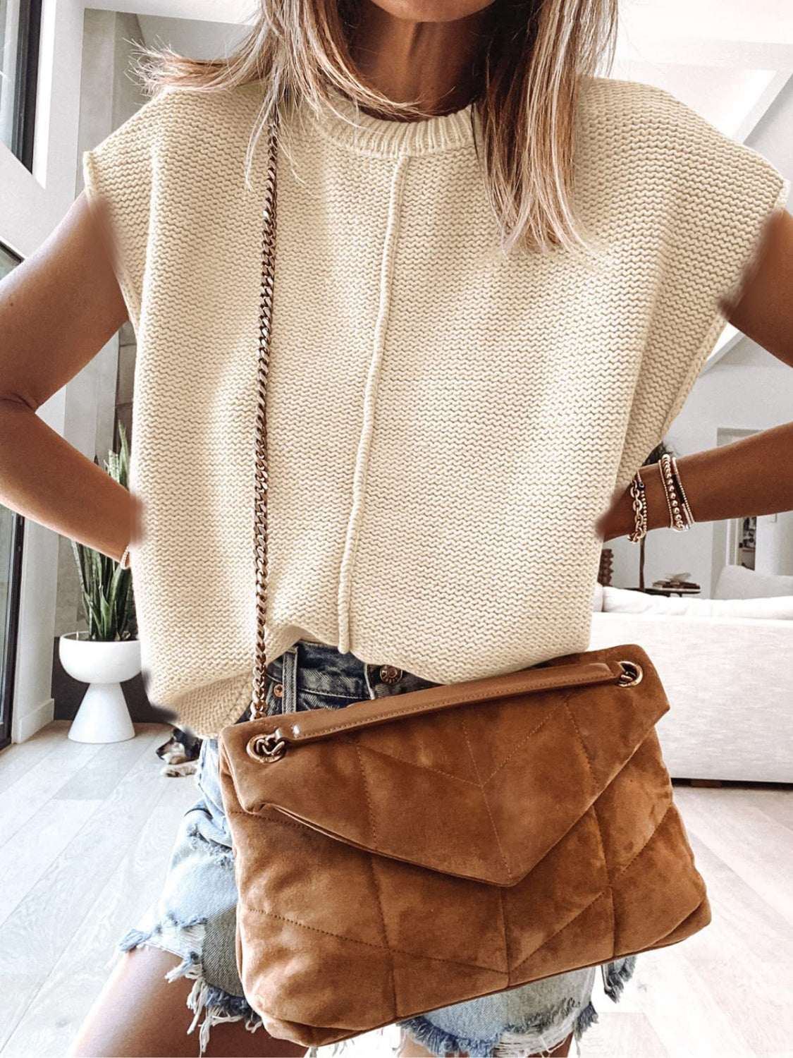 Cap Sleeve Sweater Vest - Barbara Aleks