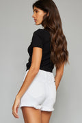 Frayed Hem Denim Shorts - Barbara Aleks