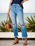 Distressed Raw Hem Jeans with Pockets - Barbara Aleks