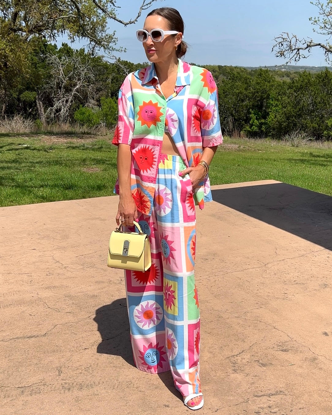 Devine Printed Collared Neck Half Sleeve Top and Pants Set - Barbara Aleks