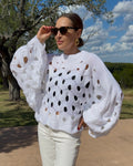 Chunky Cable Knit Hollow Out Sweater - Barbara Aleks