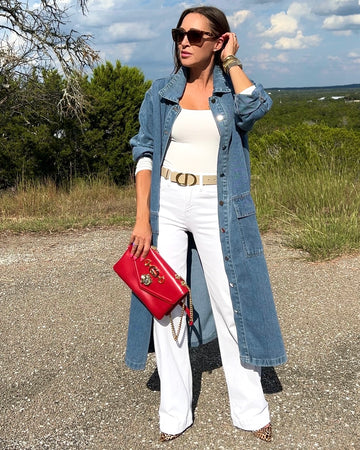 Pocketed Button Down Collared Neck Denim Jacket - Barbara Aleks