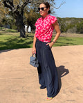 Floral Contrast Ruffled Top - Barbara Aleks