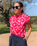 Floral Contrast Ruffled Top - Barbara Aleks