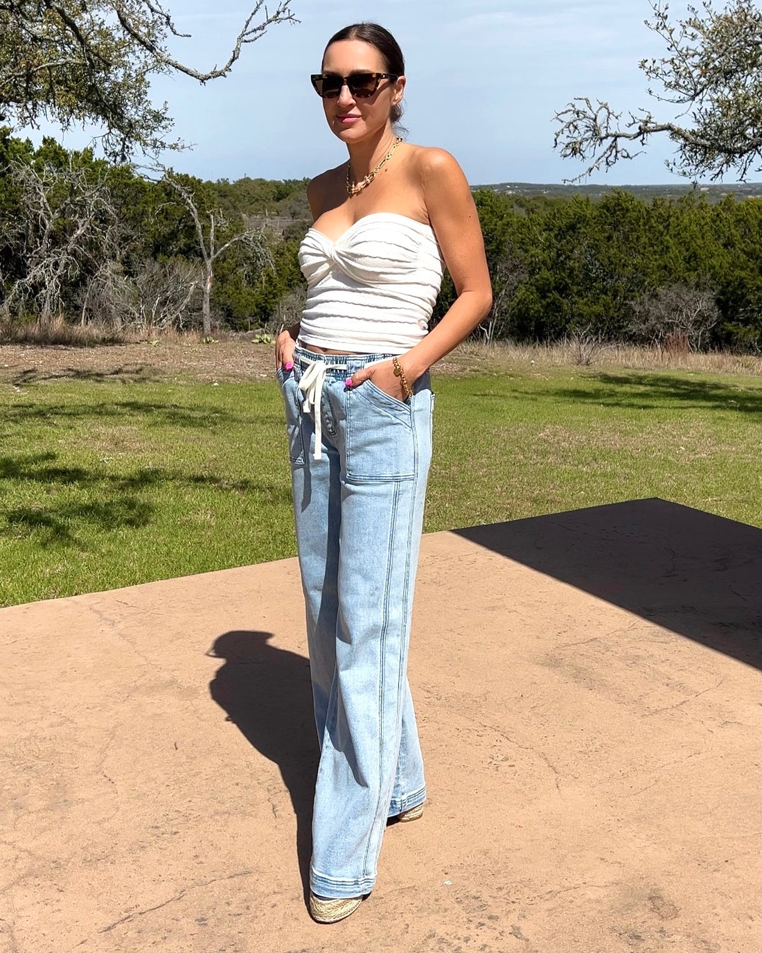 Elastic Waist Jeans with Pockets - Barbara Aleks