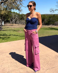 Drawstring Wide Leg Cargo Pants - Barbara Aleks