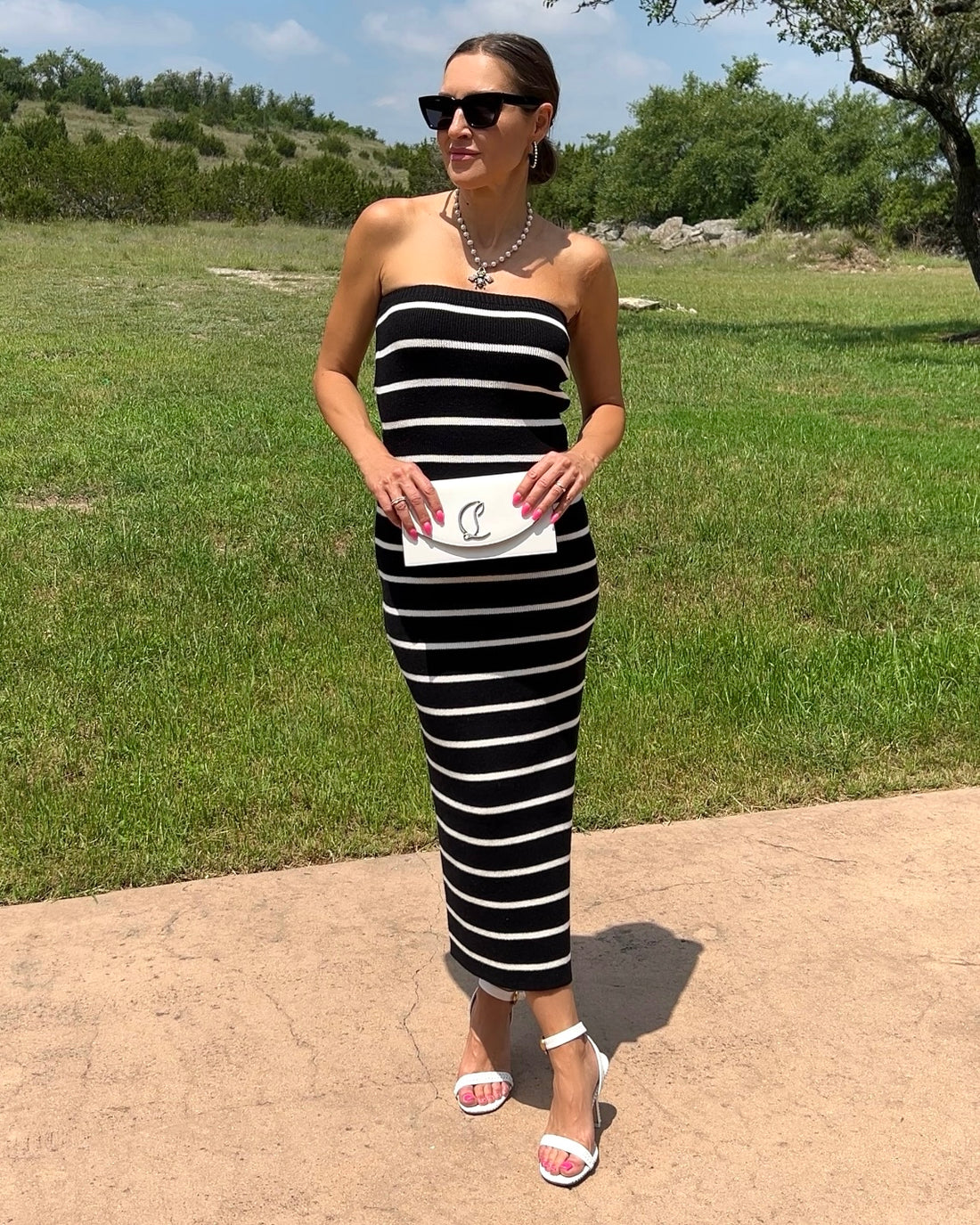 Side Slit Striped Bodycon Sweater Skirt - Barbara Aleks
