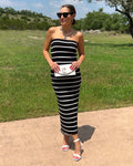 Side Slit Striped Bodycon Sweater Skirt - Barbara Aleks