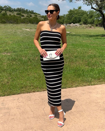Side Slit Striped Bodycon Sweater Skirt
