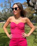Ruched Twisted Sweetheart Neck Top - Barbara Aleks