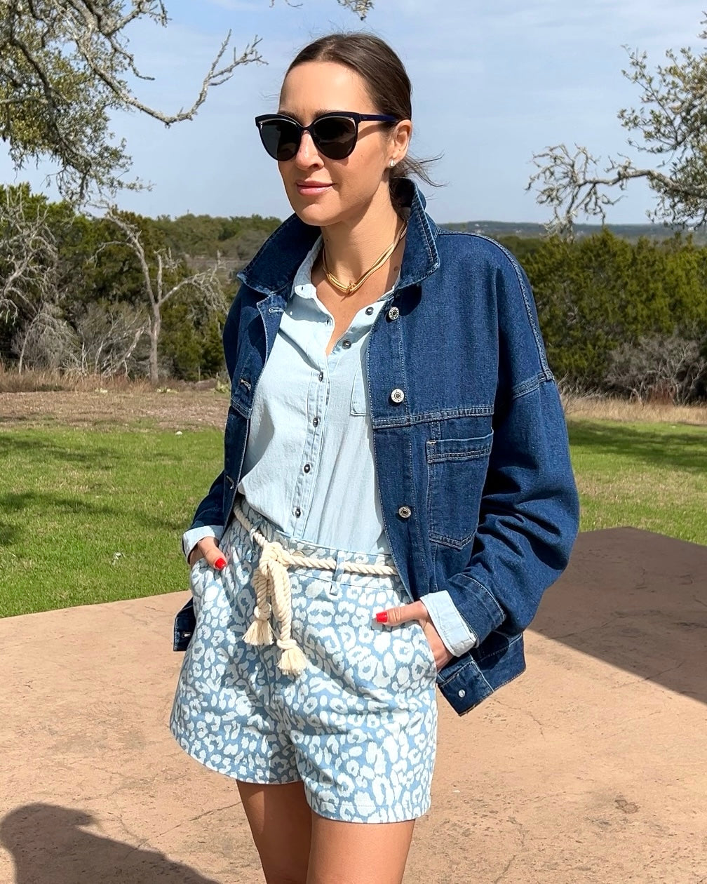 Rope Belt Leopard Shorts - Barbara Aleks