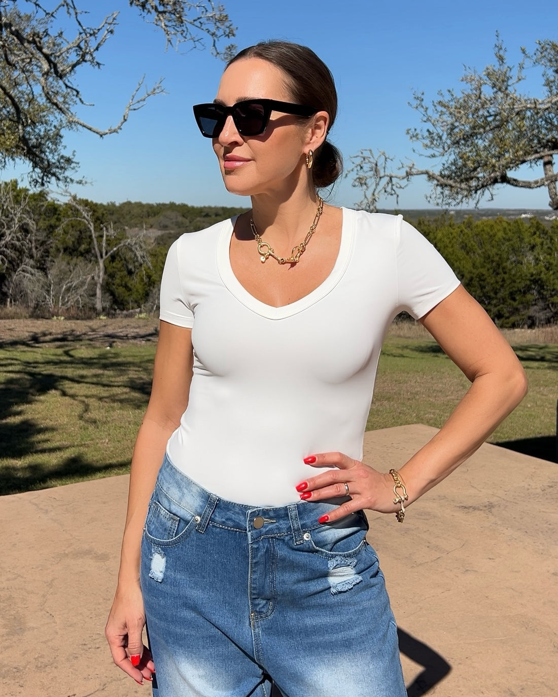 Scoop Neck Short Sleeve T-Shirt - Barbara Aleks