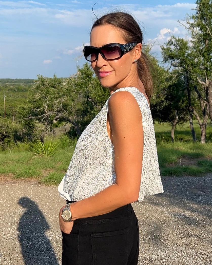 Sequin Surplice Bodysuit - Barbara Aleks