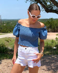 Frayed Hem Denim Shorts - Barbara Aleks