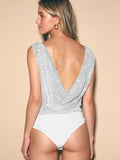 Sequin Surplice Bodysuit - Barbara Aleks