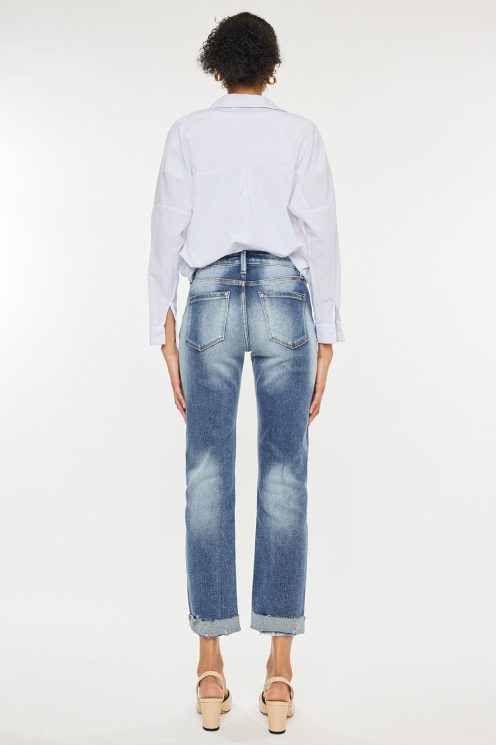 High Rise Cuffed Straight Jeans - Barbara Aleks