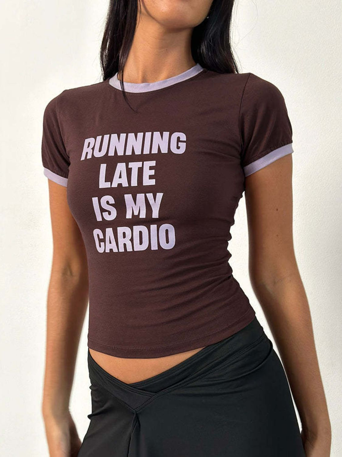Letter Graphic Round Neck Short Sleeve T-Shirt - Barbara Aleks