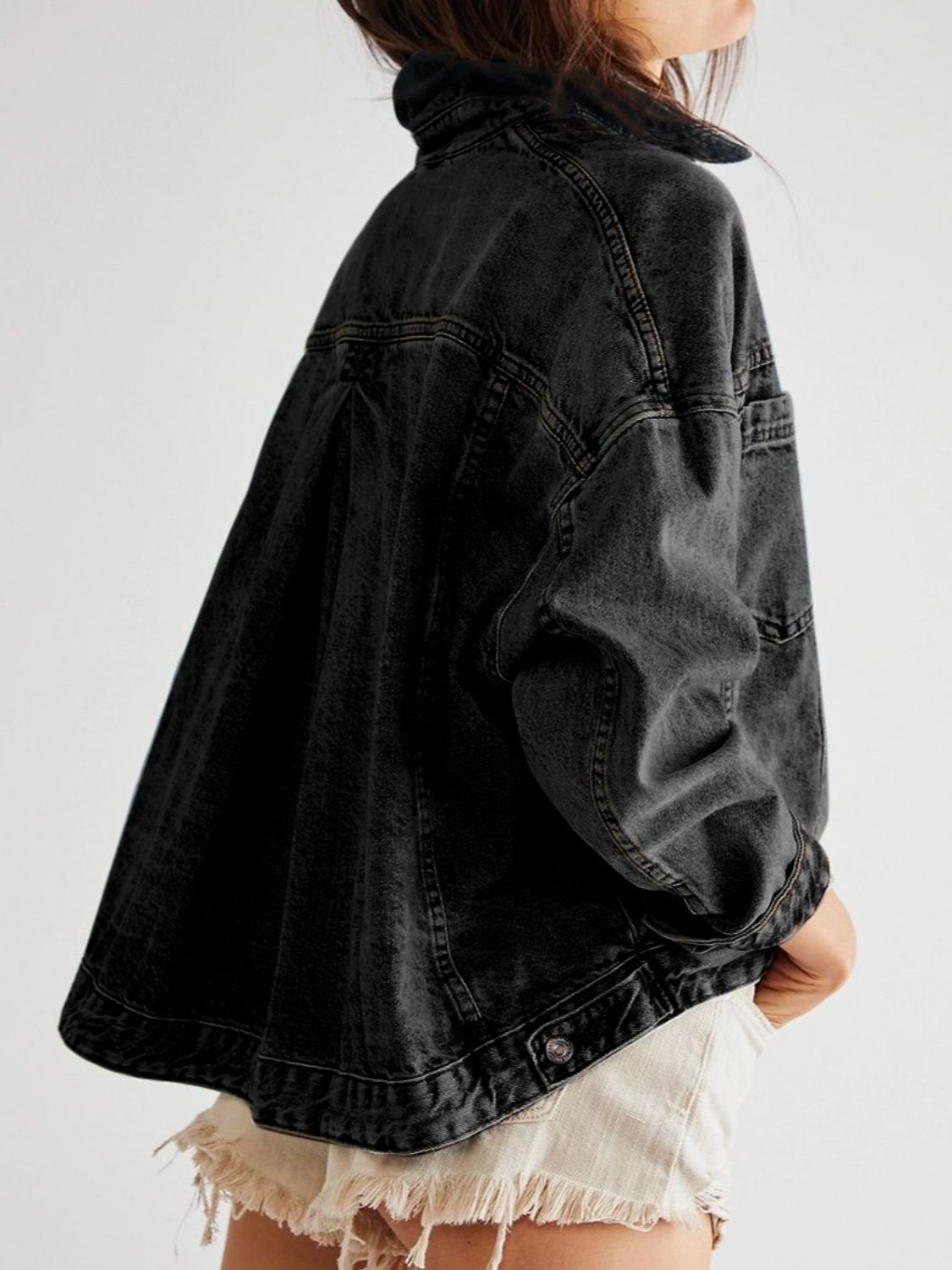 Pocketed Button Up Denim Jacket - Barbara Aleks