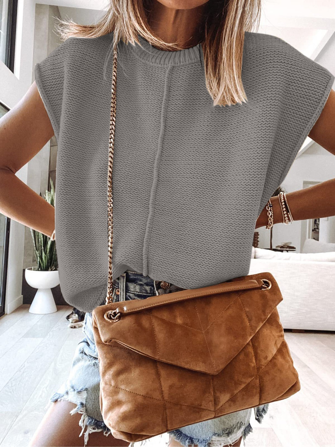 Cap Sleeve Sweater Vest - Barbara Aleks