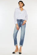 High Rise Cuffed Straight Jeans - Barbara Aleks