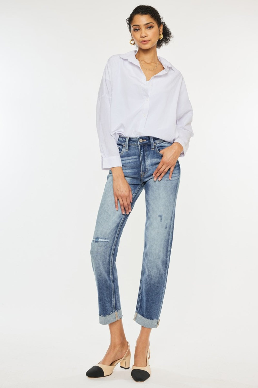 High Rise Cuffed Straight Jeans - Barbara Aleks