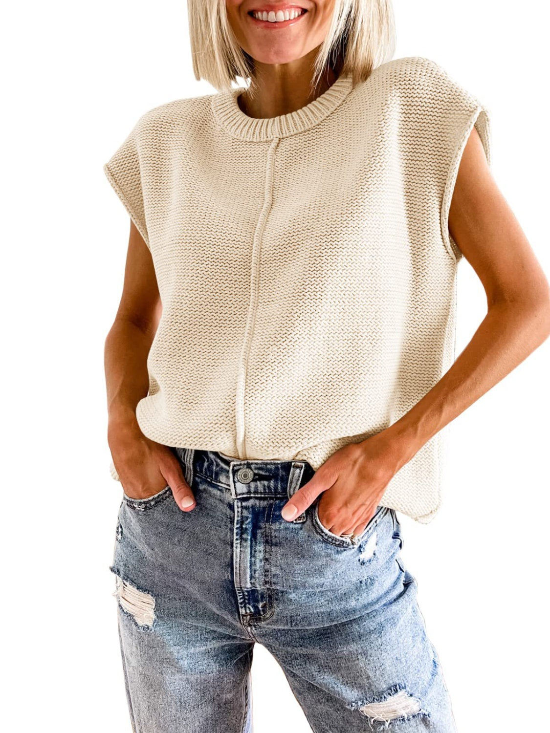 Cap Sleeve Sweater Vest - Barbara Aleks